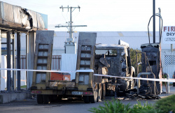 Aftermath of truck fire Caltex Omahu